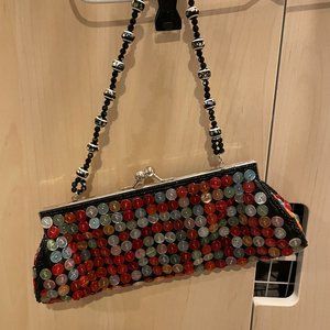 Evening clutch - multi colored buttons